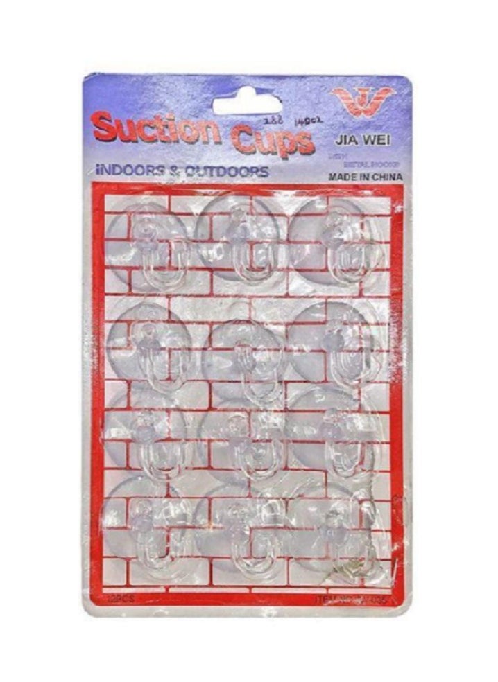 Small clear plastic suction hook strong on various smooth surfaces, such as glass and tiles 12 pieces  - Image 1