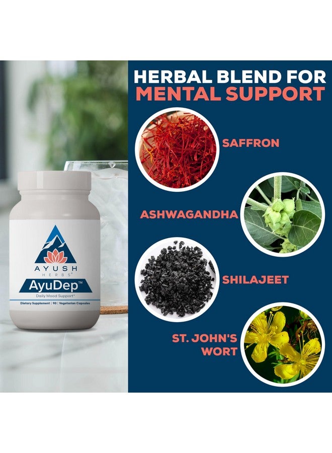 Ayush Herbs AyuDep - Saffron & Ashwagandha Supplements, Uplifting Formula for Women & Men, Herbal Support for Adults - 90 Vegetarian Capsules (1 Count) - Image 4