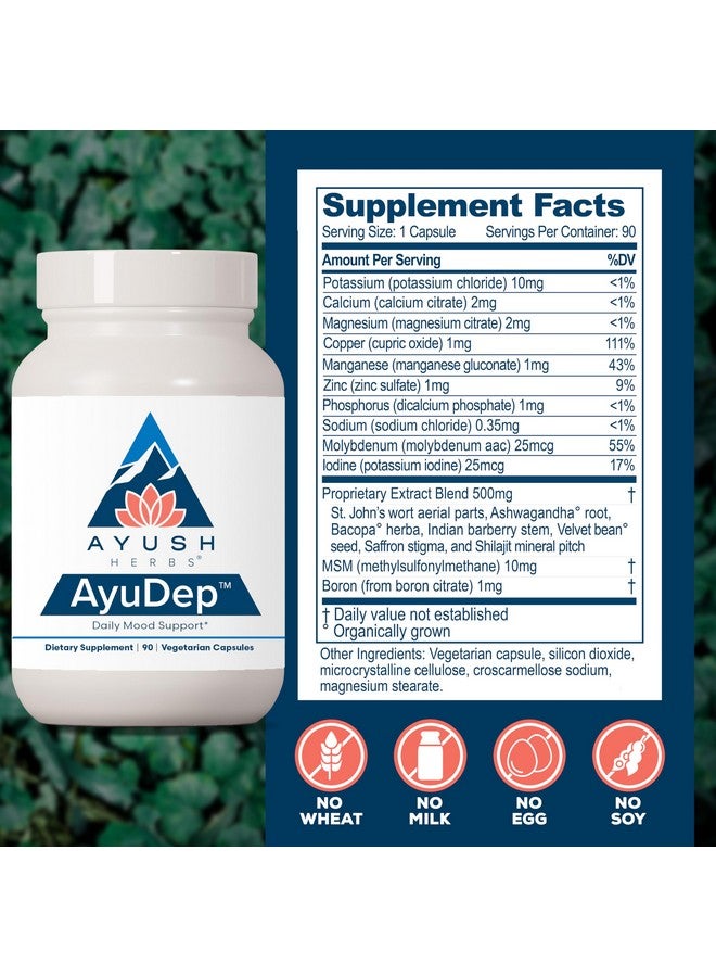 Ayush Herbs AyuDep - Saffron & Ashwagandha Supplements, Uplifting Formula for Women & Men, Herbal Support for Adults - 90 Vegetarian Capsules (1 Count) - Image 3