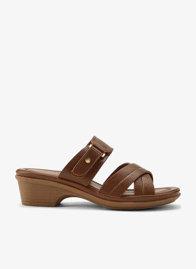 Flora Bella By Shoexpress Criss-Cross Textured Slip-On Sandals