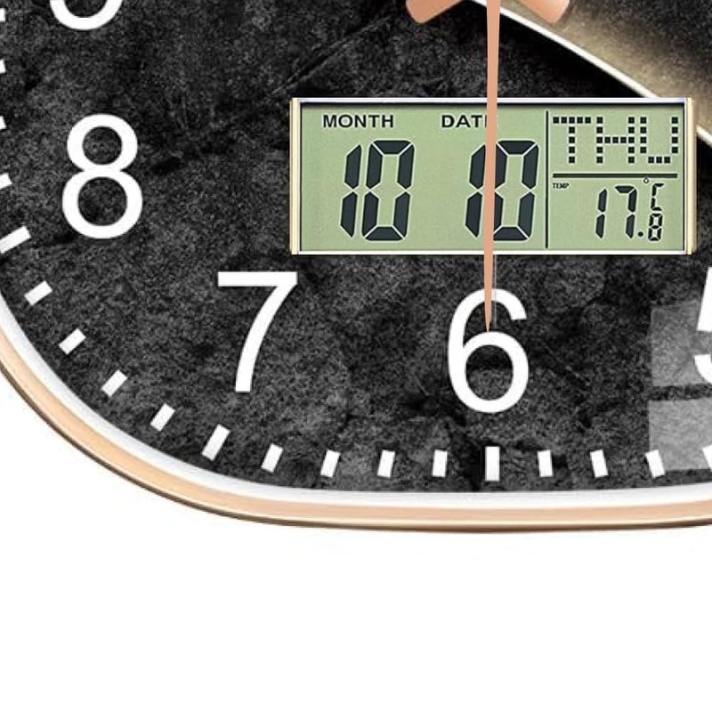 Ash  Roh Ash & Roh 12 Inch Silent Quatrz and Non-Ticking Wall Clock with Easy to Read Number and Analog Display Stylish & Decorative Design for Office, Living Room, Bedroom (Blue Flower Digital) - Image 3