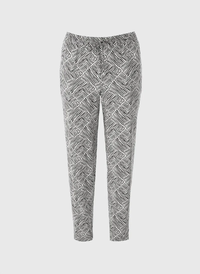 Matalan Black Mono Print Tapered Trousers