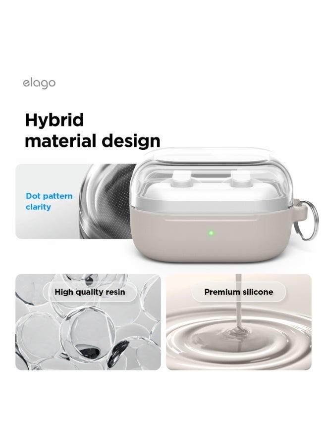 Elago Duo Hang for Samsung Galaxy Buds4 Case and Galaxy Buds 4 Pro Case Cover with Carabiner - Clear | Stone - Image 4