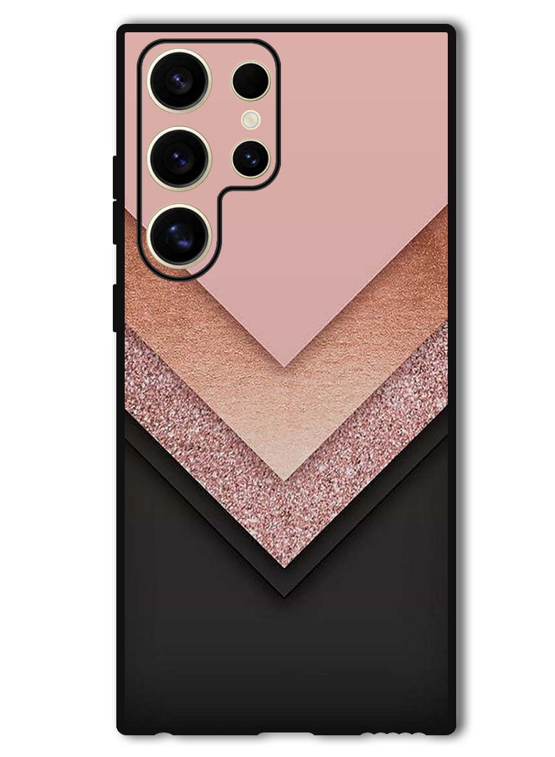 Theodor Protective Case Anti Scratch Shock Proof Bumper Cover For Samsung Galaxy S24 Ultra Black Golden & Pink - Image 1