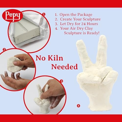 Pepy Premium European Air Dry Modeling Clay White 3-Pack 2.2 lb. Bars, 6.6 lbs. Total; Easy to Use Air-Hardening Clay for Classroom and Montessori Sculpting and Crafts Projects - Image 3