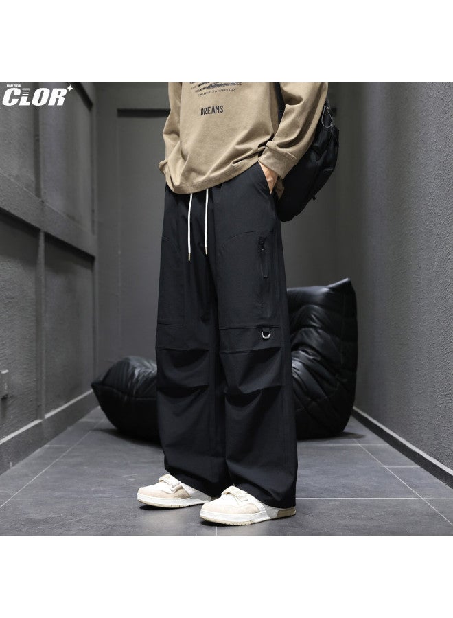 Clor Men's American Style Tactical Pants Spring Autumn Hiking Loose Straight Leg Sports Workwear Casual Pants Cl99 Black 2XL - Image 1