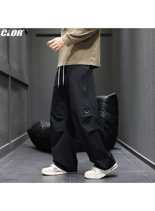 Clor Men's American Style Tactical Pants Spring Autumn Hiking Loose Straight Leg Sports Workwear Casual Pants Cl99 Black 2XL - Image 3