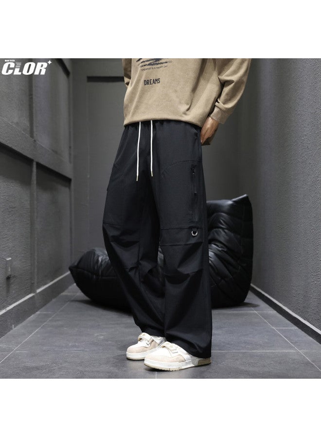Clor Men's American Style Tactical Pants Spring Autumn Hiking Loose Straight Leg Sports Workwear Casual Pants Cl99 Black 2XL - Image 2