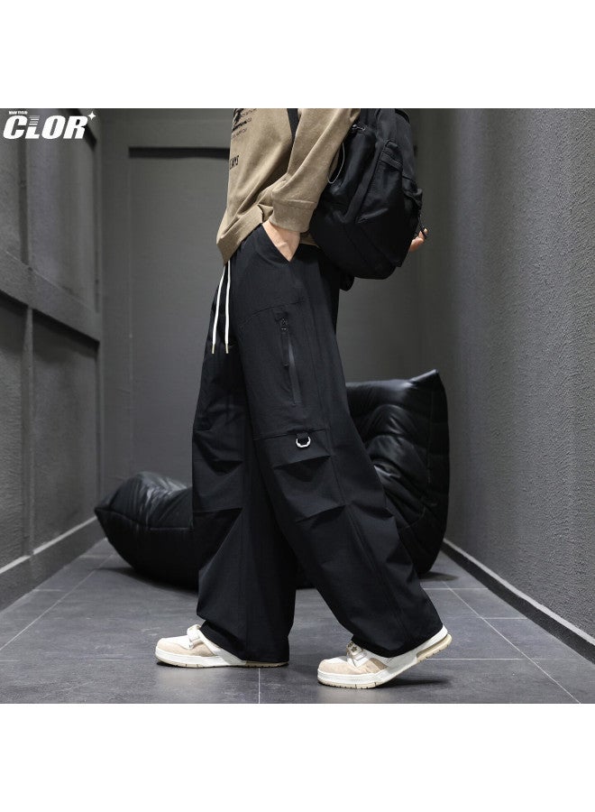 Clor Men's American Style Tactical Pants Spring Autumn Hiking Loose Straight Leg Sports Workwear Casual Pants Cl99 Black 2XL - Image 4