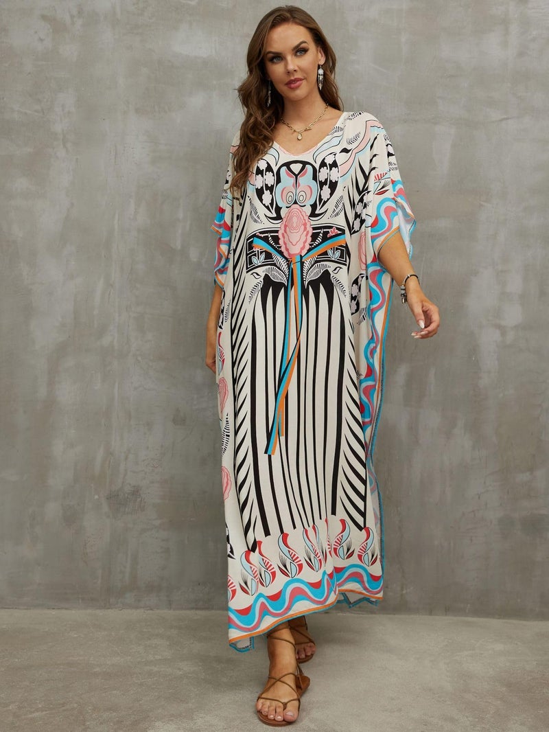 IMAGEKOPE Kaftan Dresses for Women Plus Size Bathing Suit Cover up Caftan Maxi Beach Dresses - Image 3