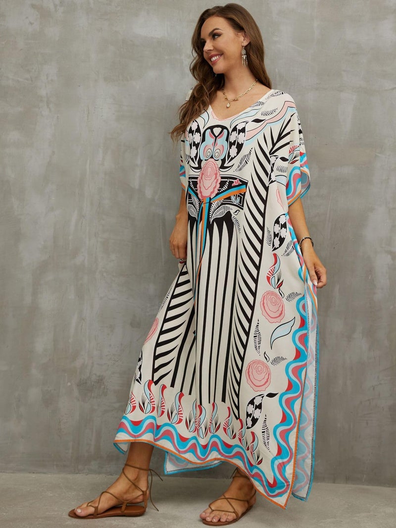 IMAGEKOPE Kaftan Dresses for Women Plus Size Bathing Suit Cover up Caftan Maxi Beach Dresses - Image 2