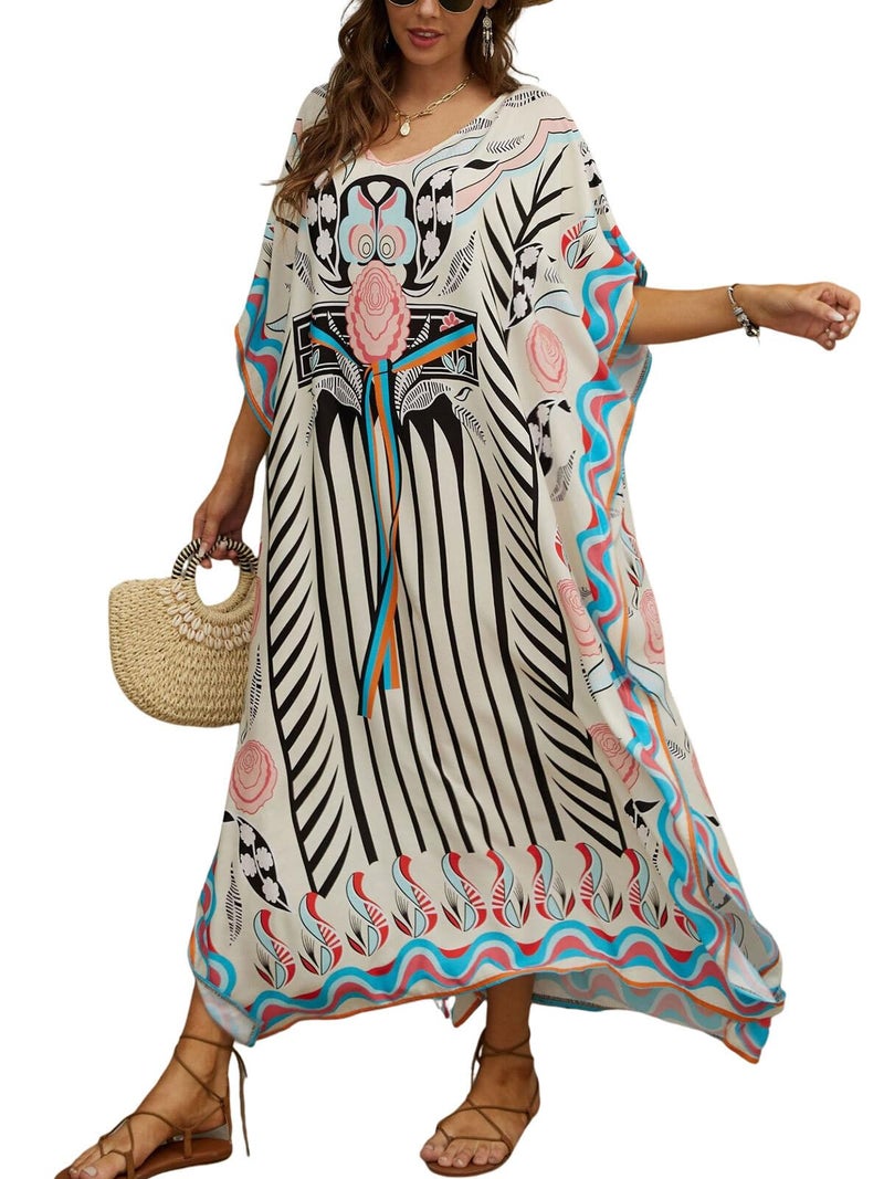 IMAGEKOPE Kaftan Dresses for Women Plus Size Bathing Suit Cover up Caftan Maxi Beach Dresses - Image 1
