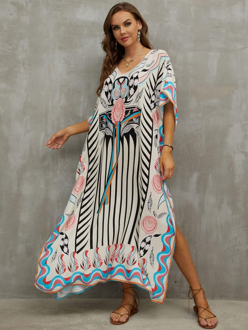 IMAGEKOPE Kaftan Dresses for Women Plus Size Bathing Suit Cover up Caftan Maxi Beach Dresses - Image 4