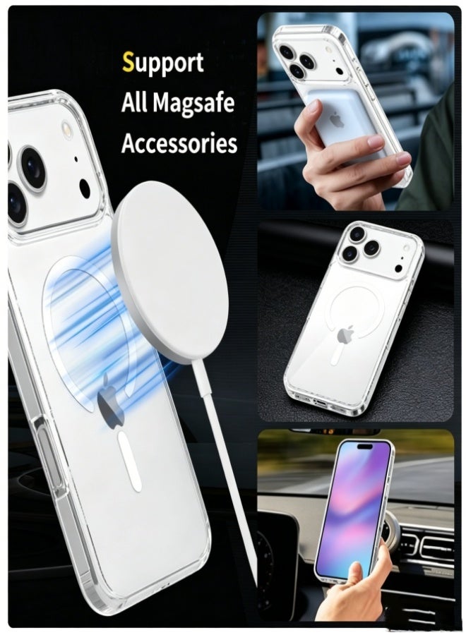 Hirospace iPhone 17 Pro Case Magsafe Strong Magnet Upgraded Shutter Button Delay Yellowing iPhone 17 Pro Cover Military-Grade Protection Wear-Resistant 17 Pro Case Magnetic Compatible with Magsafe Accessory clear - Image 3