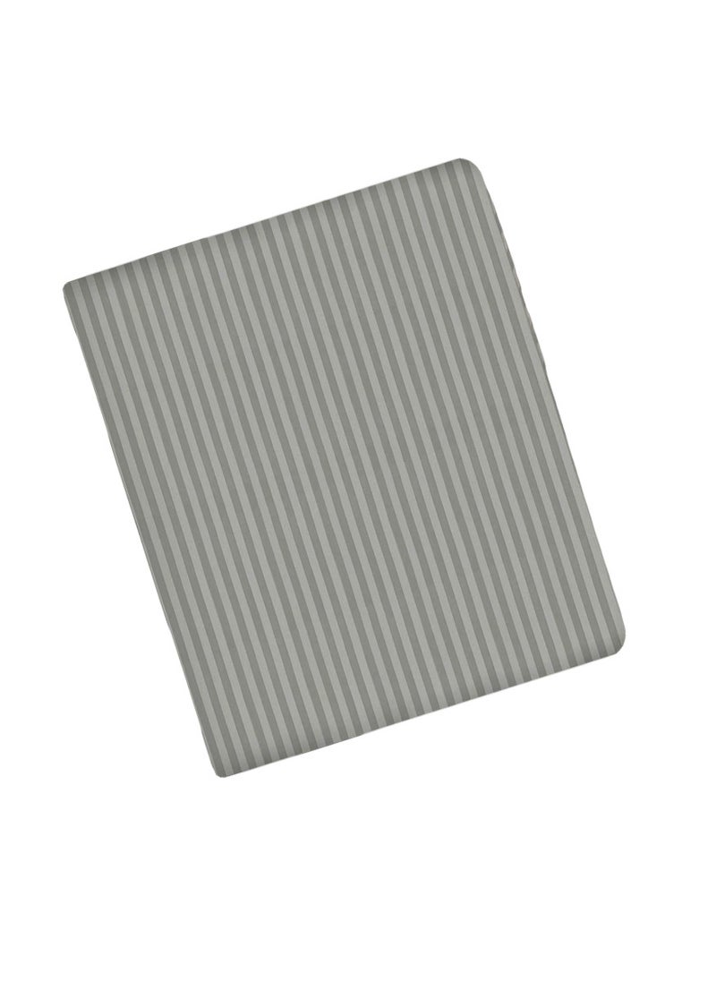 Blueberry Light Grey Cotton King Striped Fitted Elastic Bedsheet Set 200x200+25cm  - Image 1