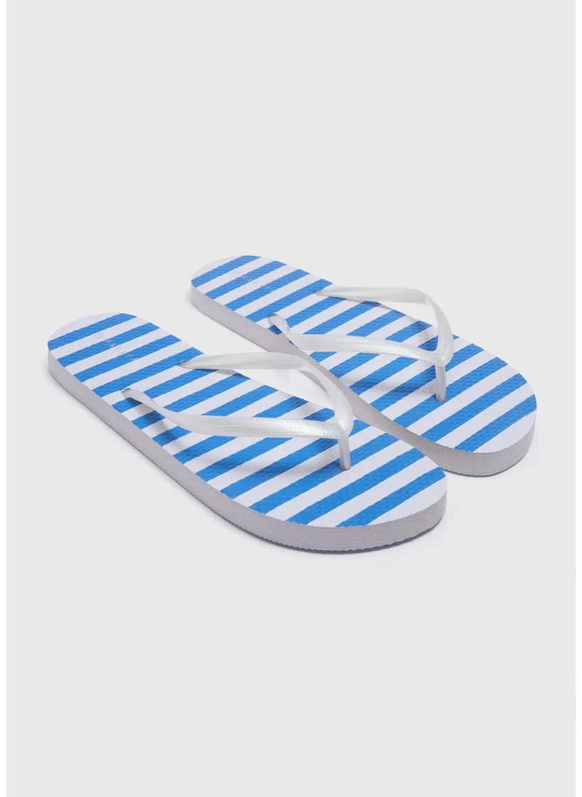 Matalan Blue Stripe Flip Flops