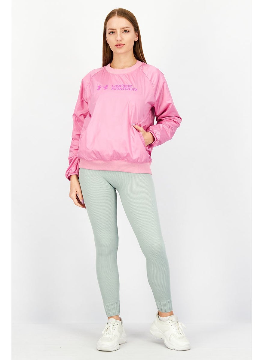 UNDER ARMOUR Women Sportswear Fit Round Neckline Long Sleeve Sweatshirt, Pink  - Image 4