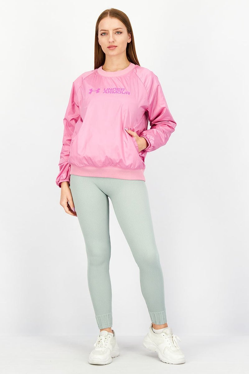 UNDER ARMOUR Women Sportswear Fit Round Neckline Long Sleeve Sweatshirt, Pink  - Image 4