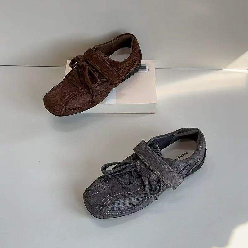 Velcro Flat Training Shoes For Women 2025 Retro Square Toe Forrest Gump Shoes For Women With Inner Heightening Ballet Versatile Casual Sneakers - Image 4