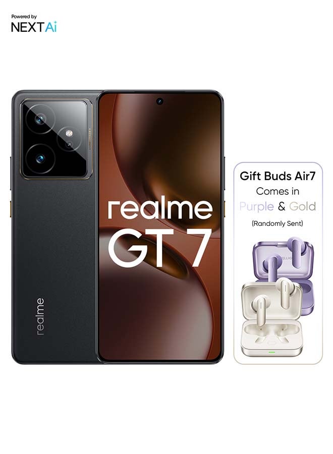 realme GT7 AI Phone Dual SIM lceSense Black 12GB RAM 256GB - Middle East Version with Buds Air 7 - Image 1