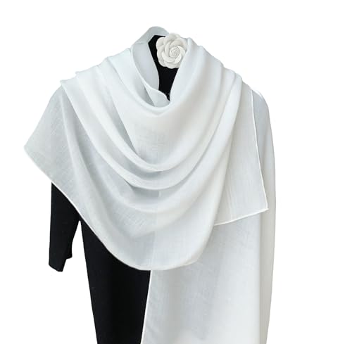 Wander Agio Womens Shawl Party Wraps Evening Dress Bridesmaid Long Scarves for Wedding Lightweight Chiffon Translucent White 01 - Image 5