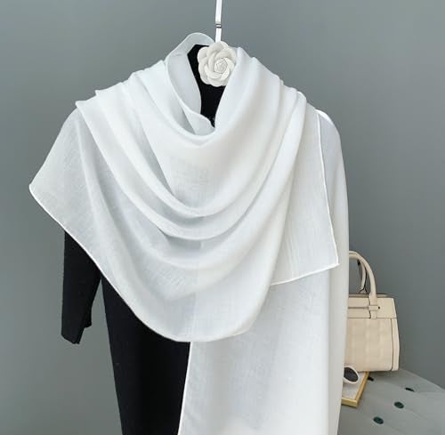 Wander Agio Womens Shawl Party Wraps Evening Dress Bridesmaid Long Scarves for Wedding Lightweight Chiffon Translucent White 01 - Image 4