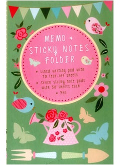 Memo & Sticky Notes Folder: Pretty Garden: Small Folder Containing 7 Sticky Notepads, a Tear-Off Lined Writing Pad, and Gel Pen 