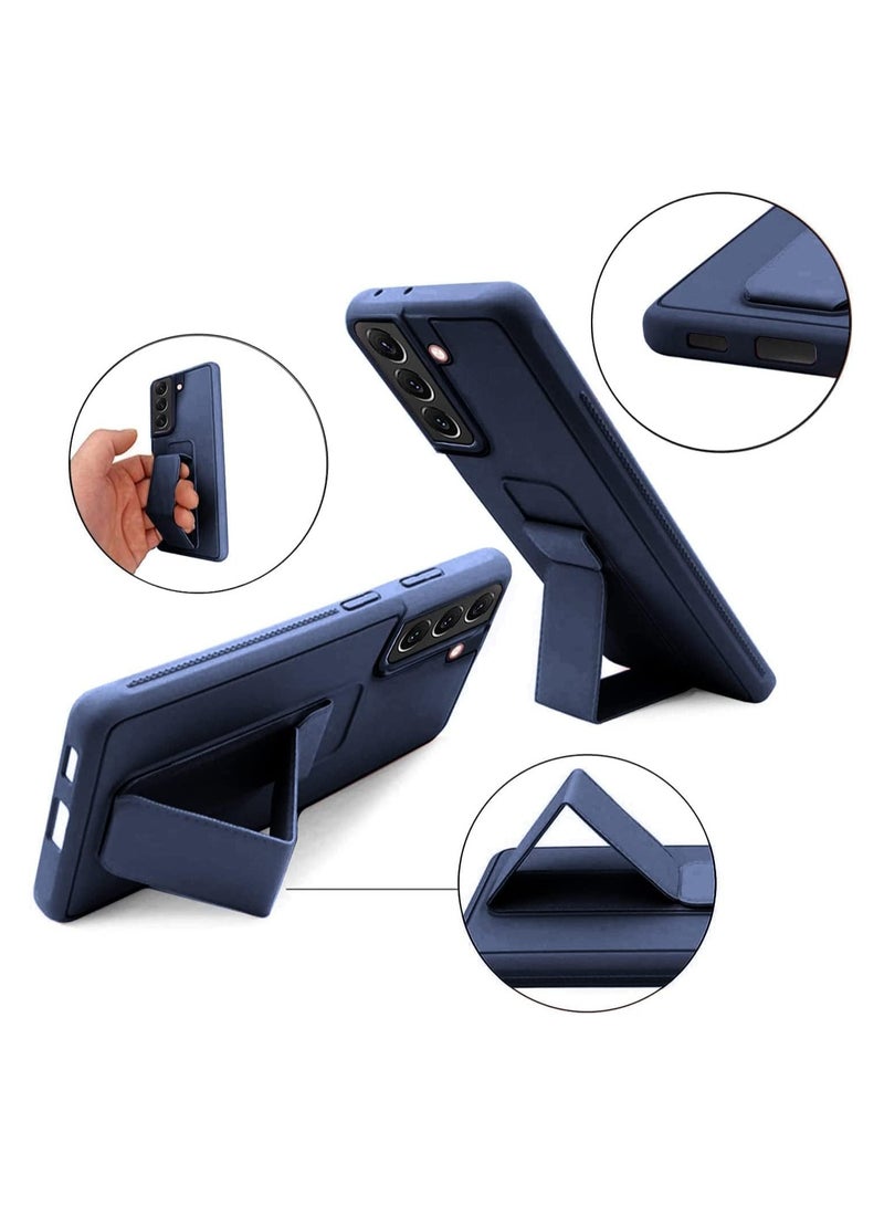 Denx Samsung Galaxy S25 Case Cover Magnetic Car Mount Kickstand & Holder, Premium Silicone Vertical & Horizontal Hand Strap and Grip with Multi Stand for Samsung Galaxy S25 (Dark Blue) - Image 4