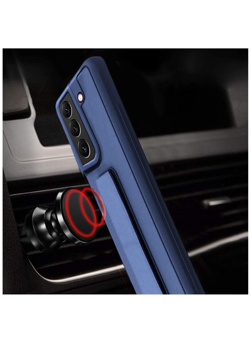 Denx Samsung Galaxy S25 Case Cover Magnetic Car Mount Kickstand & Holder, Premium Silicone Vertical & Horizontal Hand Strap and Grip with Multi Stand for Samsung Galaxy S25 (Dark Blue) - Image 5