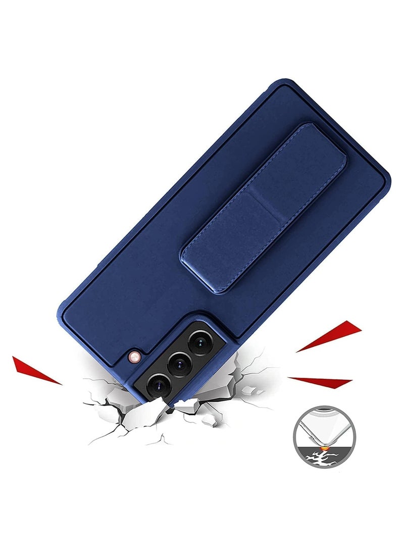 Denx Samsung Galaxy S25 Case Cover Magnetic Car Mount Kickstand & Holder, Premium Silicone Vertical & Horizontal Hand Strap and Grip with Multi Stand for Samsung Galaxy S25 (Dark Blue) - Image 3