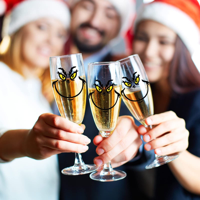 CRYSFIY 15 قطعة من ملصقات وجه عيد الميلاد - ملصقات نقل من الفينيل لزخارف الحرف اليدوية والأكواب والجرار وكرات عيد الميلاد مقاومة للماء لملصقات الوجه DIY من أجل هدايا الحفلات وديكورات العطلات - 3 × 3 بوصات - Image 4