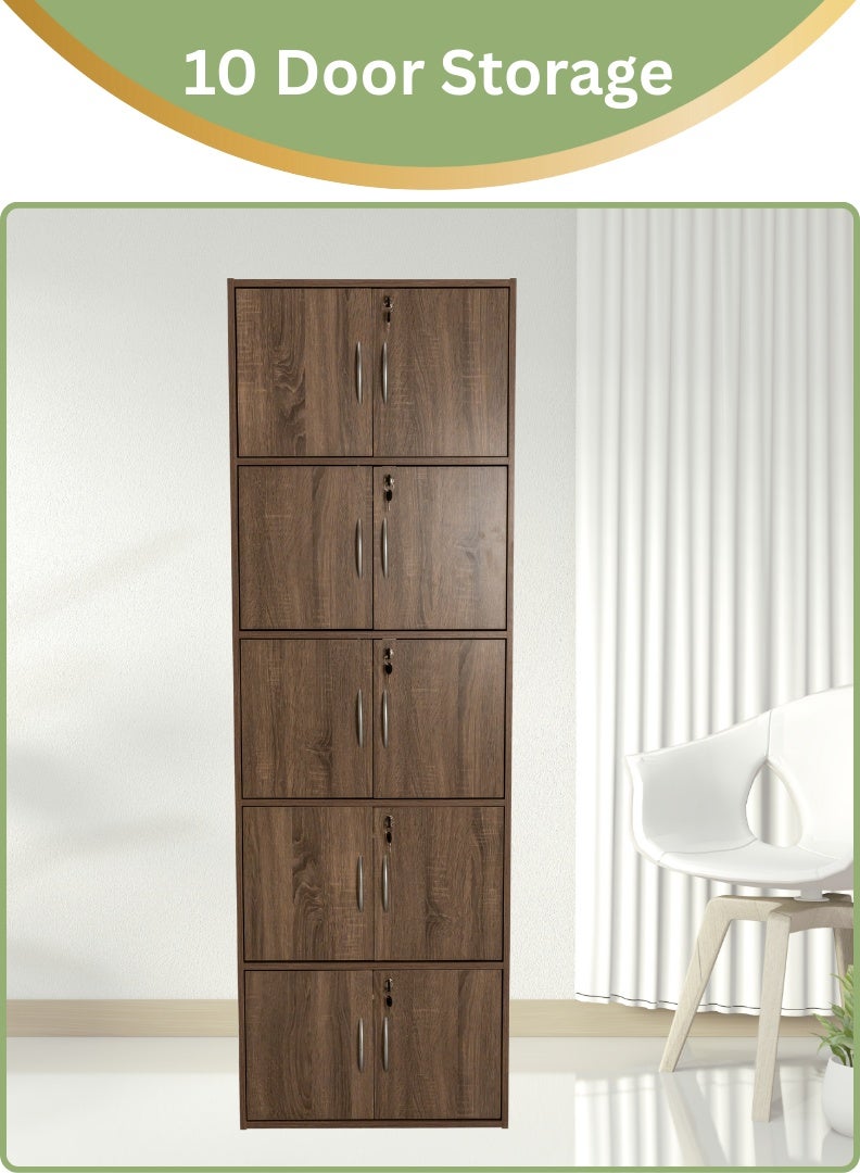 AFT Modern Wooden 10-Tier Storage Cabinet with Lockable Doors – 185 cm Tall Freestanding Organizer with 10 Spacious 35 cm Shelves, 40x60 cm Surface Area, 15 mm Thick Panels – Durable Multipurpose Cupboard for Home, Office, or Bedroom Use – Sonoma oak (Arfan) - Image 3