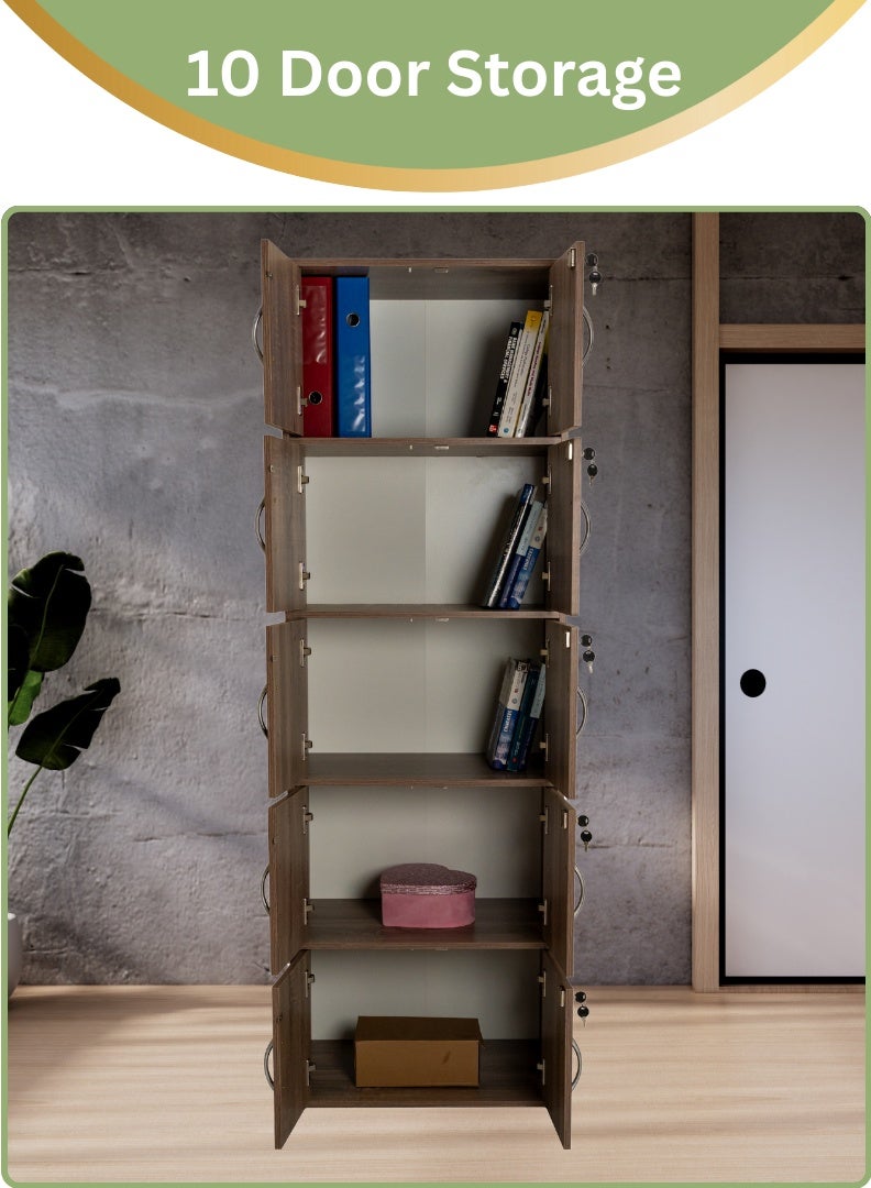 AFT Modern Wooden 10-Tier Storage Cabinet with Lockable Doors – 185 cm Tall Freestanding Organizer with 10 Spacious 35 cm Shelves, 40x60 cm Surface Area, 15 mm Thick Panels – Durable Multipurpose Cupboard for Home, Office, or Bedroom Use – Sonoma oak (Arfan) - Image 5