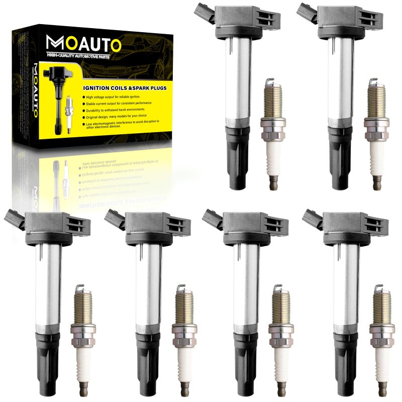 MOAUTO Set of 6 Ignition Coils Pack UF487 9091902255 6 PCS Iridium Spark Plugs Compatible with Lexus Toyota Lotus ES350 RX350 RX450h Avalon Camry Highlander RAV4 Sienna Venza Evora