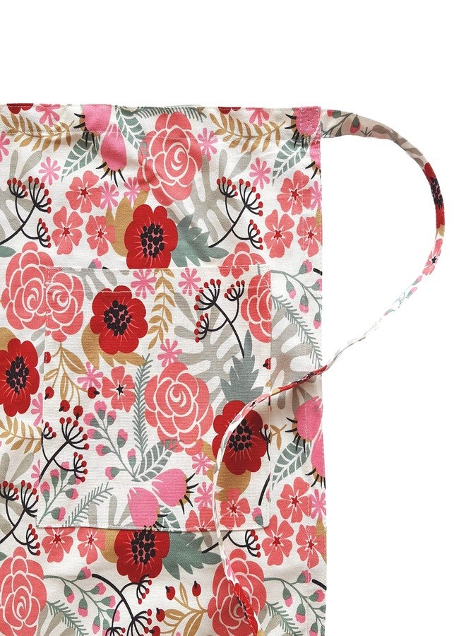 CUSHYSTORE Canvas Apron Pockets with Long Ties for Cooking Kitchen Cafe Bistro (Half Apron, Sweet Exotic Flower) - Image 3