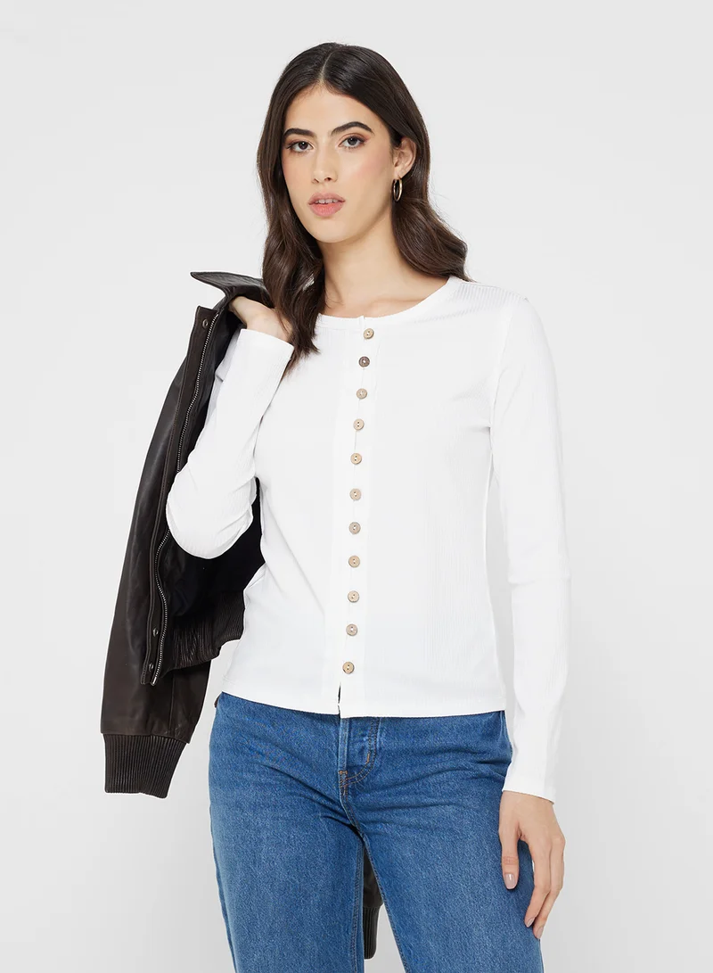 Ginger Light Knit Button Up Fitted Cardigan