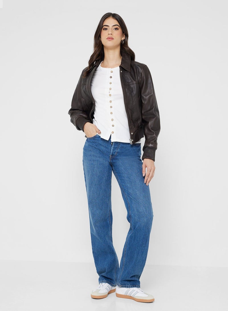 جينجر كارديجان ضيق بأزرار من نسيج خفيف - Image 4