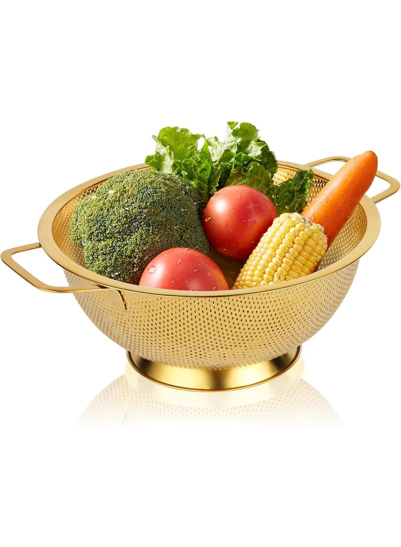 موثوقية التنبؤ مصفاة ذهبية، مصفاة متينة من الفولاذ المقاوم للصدأ سعة 3 لتر للمعكرونة والأرز والخضروات، مصفاة معدنية بسطح مخصص للأغذية لسهولة التصفية (ذهبية، 3 لتر) - Image 1