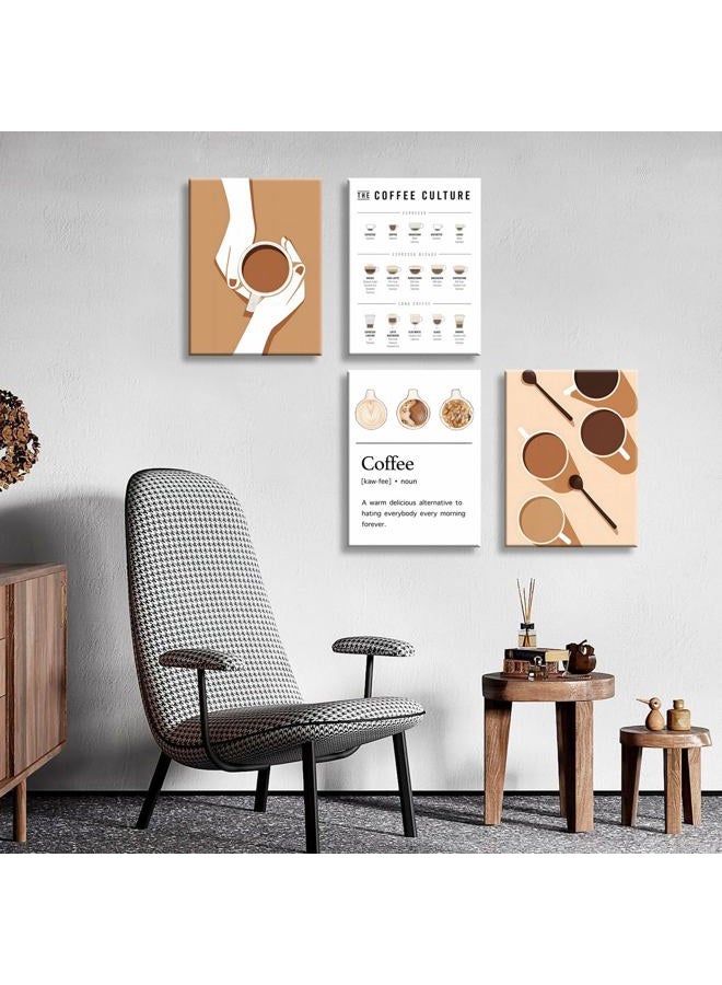 NCYEL 4pcs Modern Minimalist Coffee Wall Art Kitchen Coffee Shop Pictures Simple Home Decor Aesthetic Posters Neutral Brown and Beige Bar Decor 8x10 Inch unframed - Image 3