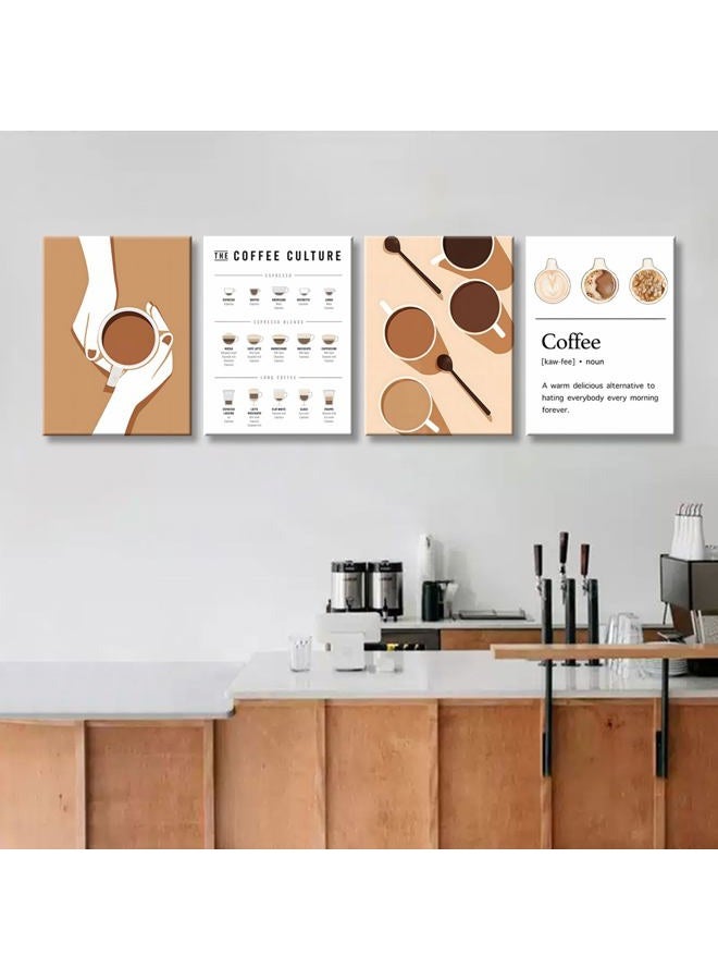 NCYEL 4pcs Modern Minimalist Coffee Wall Art Kitchen Coffee Shop Pictures Simple Home Decor Aesthetic Posters Neutral Brown and Beige Bar Decor 8x10 Inch unframed - Image 5