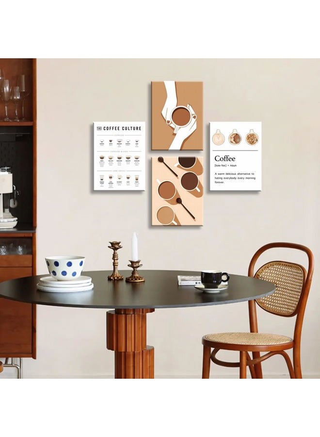 NCYEL 4pcs Modern Minimalist Coffee Wall Art Kitchen Coffee Shop Pictures Simple Home Decor Aesthetic Posters Neutral Brown and Beige Bar Decor 8x10 Inch unframed - Image 4