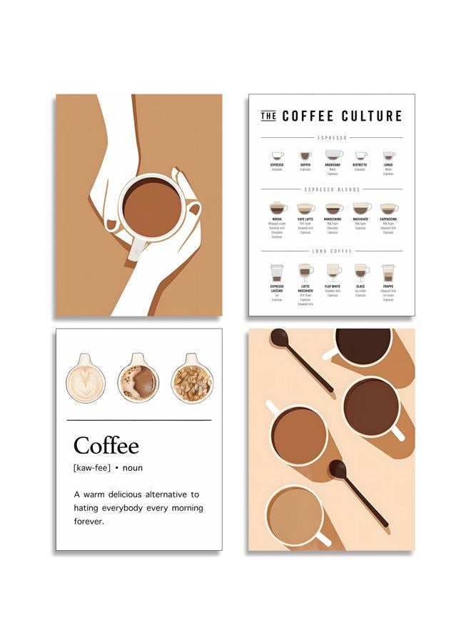 NCYEL 4pcs Modern Minimalist Coffee Wall Art Kitchen Coffee Shop Pictures Simple Home Decor Aesthetic Posters Neutral Brown and Beige Bar Decor 8x10 Inch unframed - Image 1
