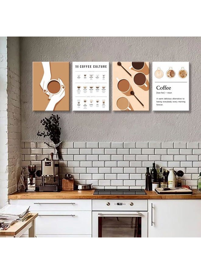 NCYEL 4pcs Modern Minimalist Coffee Wall Art Kitchen Coffee Shop Pictures Simple Home Decor Aesthetic Posters Neutral Brown and Beige Bar Decor 8x10 Inch unframed - Image 2