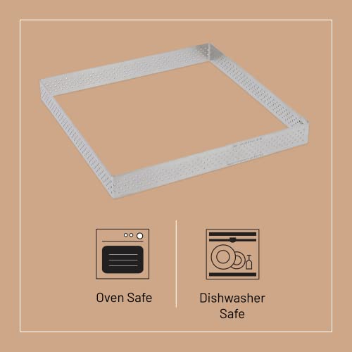 de Buyer Perforated Square Tart Ring - 7” x 7” x 0.8” - Perfect for Baking Beautifully Crisp Tarts - Easy to Use & Clean - Made in France - Image 3