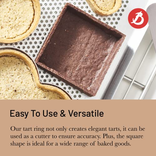 de Buyer Perforated Square Tart Ring - 7” x 7” x 0.8” - Perfect for Baking Beautifully Crisp Tarts - Easy to Use & Clean - Made in France - Image 4