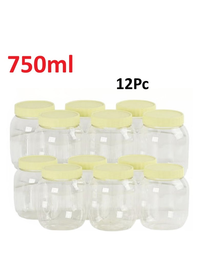 Sunpet 12-Piece Plastic Spice Storage Jar Beige/Clear 750ml