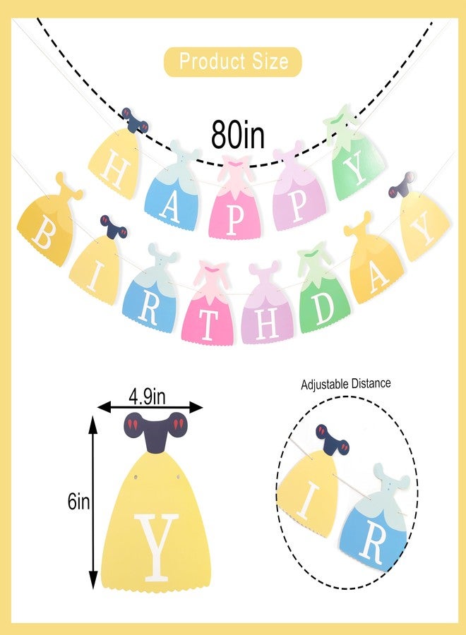 بيديد لافتة عيد ميلاد سعيد بفستان الأميرة - ديكورات حفلات عيد ميلاد الأميرة، لافتة حفلات الشواء الأولى/الأولى، لافتة دعامة للصور (الأميرة-1) - Image 2