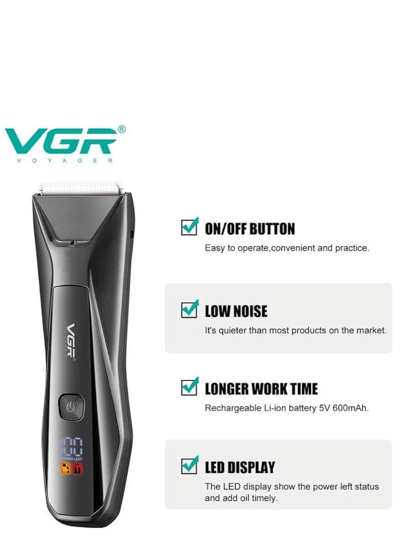 VGR V- 938 Body Hair Trimmer for Men - Men Ball Trimmer, Groin Hair Trimmer with 4 Trimming Combs, Waterproof Pubic Hair Trimmer Wireless Charger Dock Body Groomer with LED Spotlight & Travel Lock - Image 4