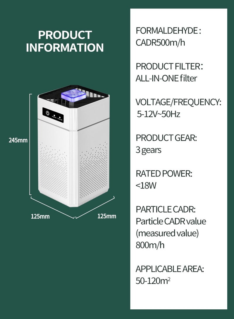 BEIRUI Portable Mini Air Purifier for Bedroom & Office - 34dB Quiet Sleep Mode, H13 True HEPA Filter, CADR 500m³/h, 360° Air Intake, Aromatherapy Function, Removes Smoke, Allergies & Pet Dander - Image 3