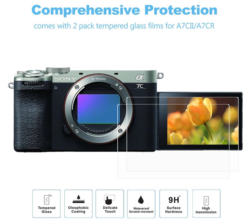 Pocoukate Case for Sony Alpha 7C II / 7CR Camera, Soft Silicone Protective Cover Skin with A7C II / A7CR Screen Protector Accessories for Sony Alpha 7C II/Alpha 7CR Silicone Case - Black - Image 2